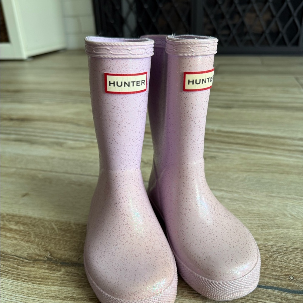Hunter Kids Light Pink Glitter Boots